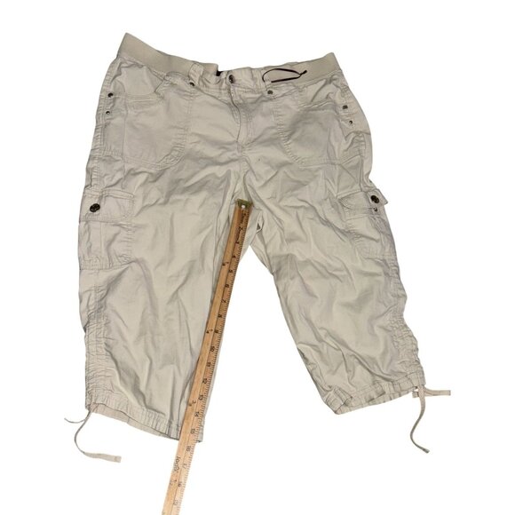 Gloria Vanderbilt Womens Cream Cotton Capri Cargo Pants Size 10 With Drawstring - Picture 4 of 6